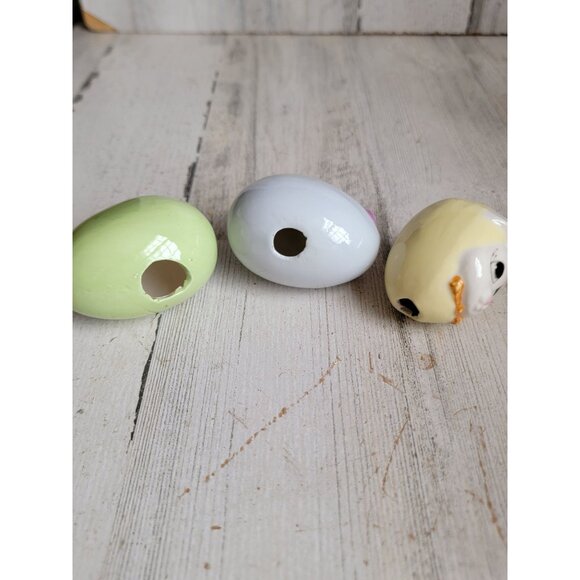 Ceramic Easter egg chocolate bunny set spring rabbit decor figure - Picture 6 of 7